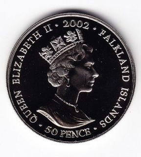 2002 Falkland Islands The Golden Jubilee Uncirculated 50p Crown Coin
