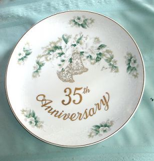 LEFTON 35th ANNIVERSARY PLATE fine china GOLD PAINTED WHITE VG