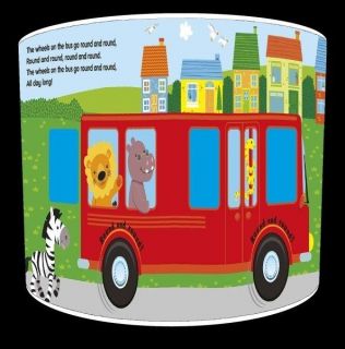 The Wheels On The Bus Nursery Rhyme Drum Lampshade Ceiling Light Table