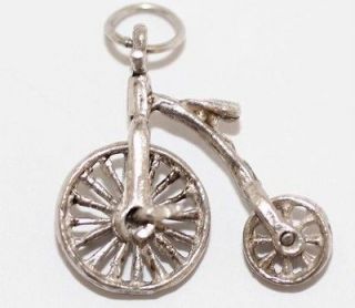 Wheels Move Penny Farthing Bicycle Vintage Sterling Silver Bracelet