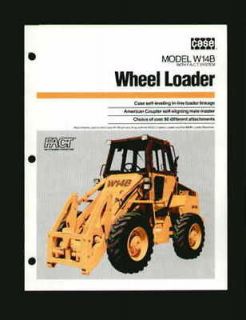 Case W14B Wheel Loader Tractor Specs Brochure 1987