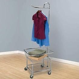 Household Rolling Laundry Butler Cart Rack Hanging Clothes Basket