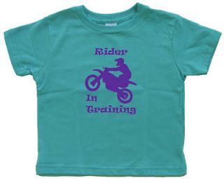 Motorcycle RIDER IN TRAINING Kids T Shirt Sizes 2   7 Aqua/Blue Color