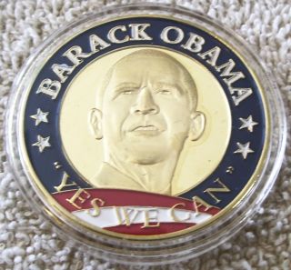 2011 PRESIDENT OBAMA GOLD FULL COLOR GIFT COLLECTOR COIN YES WE CAN