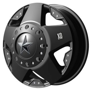  XD Series Rockstar XD775 8 Lug Black Wheels Rims FREE Caps Lugs Stem