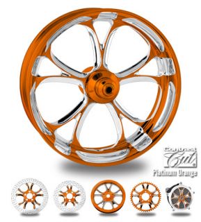 Custom Color Rims 21 Wheel Package for Harley Orange Platinum