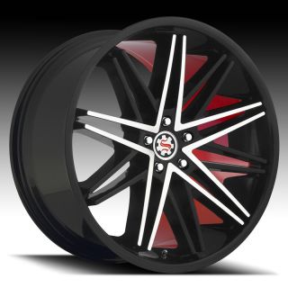 Wheel Set Staggered 22x9 Concave Red Soul Edition Rims 5 Lug