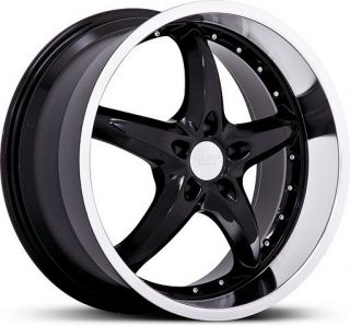 18 inch Ruff Racing 280 Staggered Black Wheels Mustang