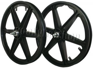 20 BMX Mag 6 Spoke Nylon Freestyle Wheels Pair Black