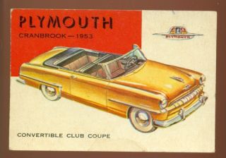 1953 Topps World on Wheels Plymouth Cranbrook 79 Card