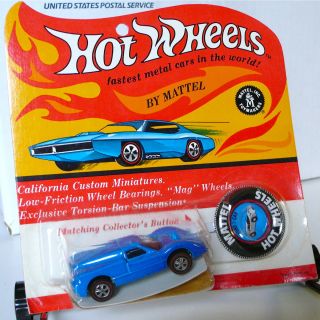 RARE Mattel Hot Wheels Redline Blue Enamel Ford J Car Blister Pack MOC