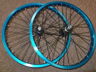 Wheelset Blue Ano Alex Alloy Rims 3 8 inch Axles Rear Freewheel