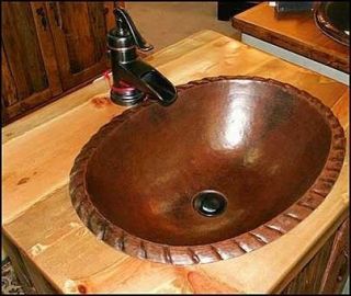 Copper Oval Self Rimming Drop In Rope Rim Design Bathroom Vanity Sink