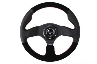 NRG Race Series 320mm Racing Steering Wheel Black Suede Leather w Red