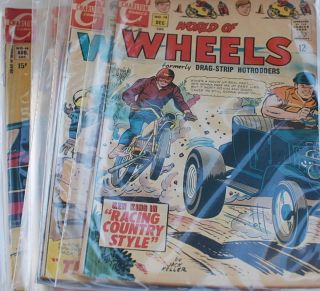 World of Wheels and Drag Strip Hotrodders Comic Books 1965 Lot of 9