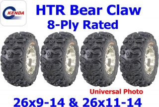 26x9 14 26x11 14 Kenda Bear Claw HTR K587 ATV Tires Set of 4