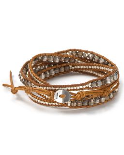 Chan Luu Sterling Silver Bead Embellished Wrap Bracelet