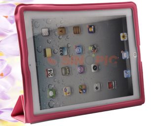 Pink Leather Case Sleep Function for Apple The New iPad 4G Wi Fi iPad2