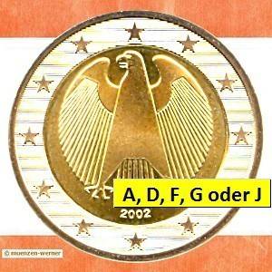 Münzen BRD 2 Euro Münze 2002 Bundesadler Kursmünze
