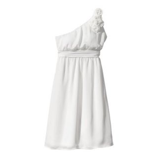 TEVOLIO Womens Plus Size Satin One Shoulder Rosette Dress   Off White   24W