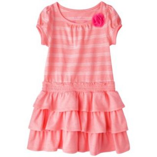 Cherokee Infant Toddler Girls Knit Stripe Dress   Melon 5T