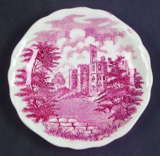 J & G Meakin Romantic England Red Coaster, Fine China Dinnerware   Red Scenes,Wh