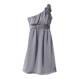 TEVOLIO Womens Satin One Shoulder Rosette Dress   Cement Gray 14