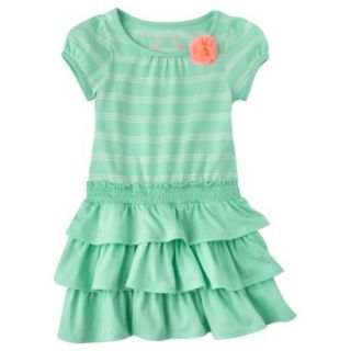 Cherokee Infant Toddler Girls Knit Stripe Dress   Mint 4T