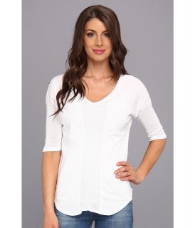 Mod o doc Supreme Jersey Mesh Inset 3/4 Sleeve Tee Womens T Shirt (White)