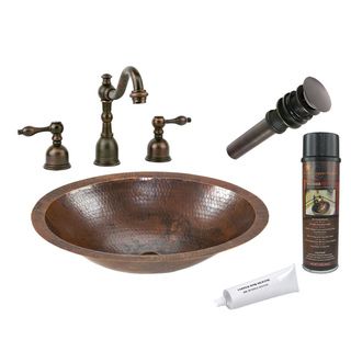 Hammered Finish Sink And Widespread Faucet Set (Oil Rubbed Bronze Down Pipe Width: 1.25 inches Overall Length: 8.625 inches Thread Length: 2.75 inches Installation Type: Compression Threaded Material: BrassWax Cleans and protects copper sinks  Made From N