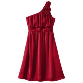 TEVOLIO Womens Satin One Shoulder Rosette Dress   Stoplight Red   10