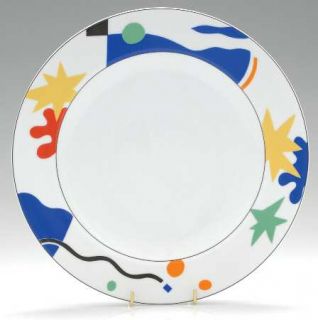 Christopher Stuart Calypso Dinner Plate, Fine China Dinnerware   Multicolor Geom