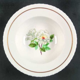Hanover Silver Rose Rim Soup Bowl, Fine China Dinnerware   White Roses, Shell Ed