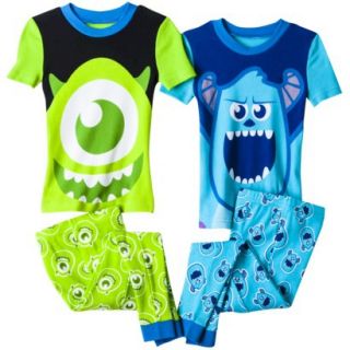 Disney Monsters Inc. Toddler Boys 4 Piece Short Sleeve Pajama Set   Blue 3T