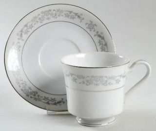Imperial (Japan) Windsor Footed Cup & Saucer Set, Fine China Dinnerware   Gray/W