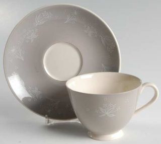 Royal Doulton Bridal Veil Footed Cup & Saucer Set, Fine China Dinnerware   Cream