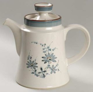 Noritake Pleasure Tea/Coffee Pot & Lid, Fine China Dinnerware   Primastone,Blue
