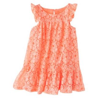 Cherokee Infant Toddler Girls Cap Sleeve Lace Shift Dress   Moxie Peach 4T
