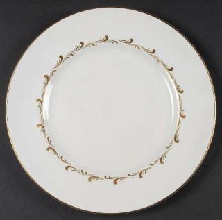 Royal Doulton Rondo Dinner Plate, Fine China Dinnerware   Gold Scrolls On Rim,Wh