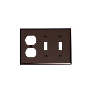 Leviton 85021 Electrical Wall Plate, Combination, 2Toggle amp; 1Duplex, 3Gang Brown