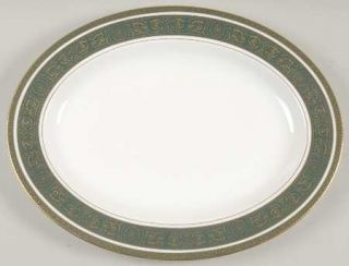 Royal Doulton Vanborough Green 13 Oval Serving Platter, Fine China Dinnerware  