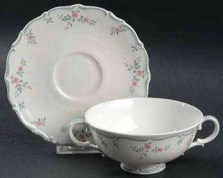 Royal Doulton Chatelaine Footed Cream Soup Bowl & Saucer Set, Fine China Dinnerw