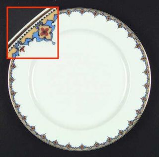 Henri Creanges Crg14 Dinner Plate, Fine China Dinnerware   Blue, Rust & Yellow G