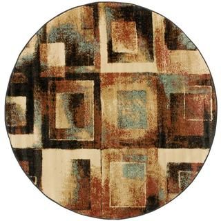 Shaded Squares Tone And Tone Area Rug (53 Round)