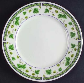 Sango Ivy Charm Salad Plate, Fine China Dinnerware   Green Band And Ivy,No Trim,