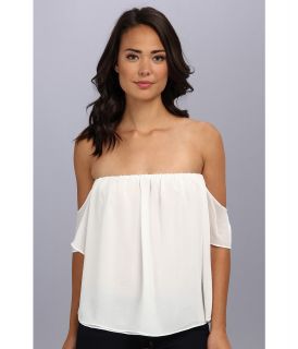 Tbags Los Angeles Cut Out Sleeves Off Shoulder Chiffon Top Womens Clothing (White)