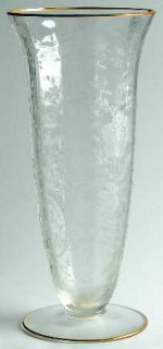Cambridge Wildflower Clear Footed Vase   Stem #3121, Dec #D/1045, Gold Trim