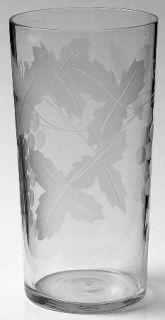 Unknown Crystal Unk1288 12 Oz Flat Tumbler   Cut Grapes, Frosted Leaves,Cut Foot