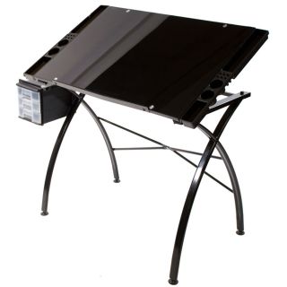 Martin Dezign Black Glass Top Drawing Table (BlackSize Large Weight limit 17 pounds Dimensions 23.5 long x 35.5 wide x 30 inches high Model U 7500G Large Weight limit 17 pounds Dimensions 23.5 long x 35.5 wide x 30 inches high Model U 7500G )