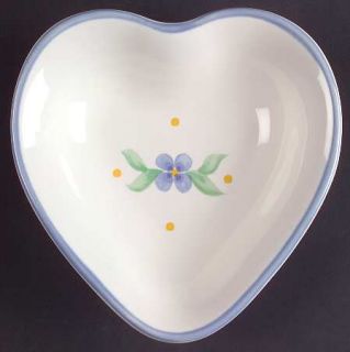 Pfaltzgraff Summer Breeze Heart Shaped Dish, Fine China Dinnerware   Blue Flower